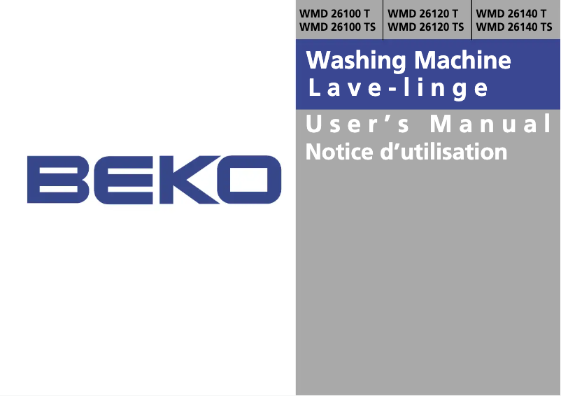 Page 1 de la notice Manuel utilisateur Beko WMD 26140 T