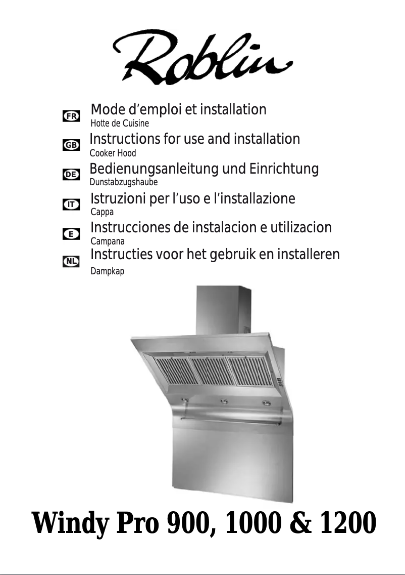 Page n°1 - Manuel utilisateur Roblin Windy Pro 900