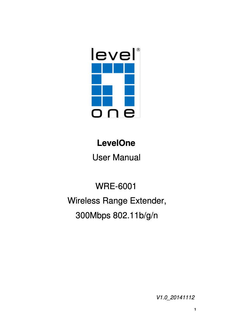 Page n°1 - Manuel utilisateur LevelOne WRE-6001C