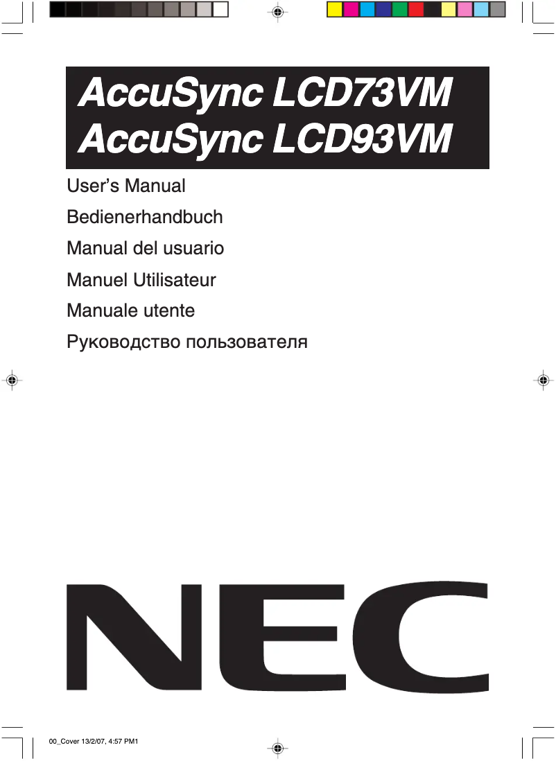 Página 1 del manual Manual de usuario NEC AccuSync LCD93VM