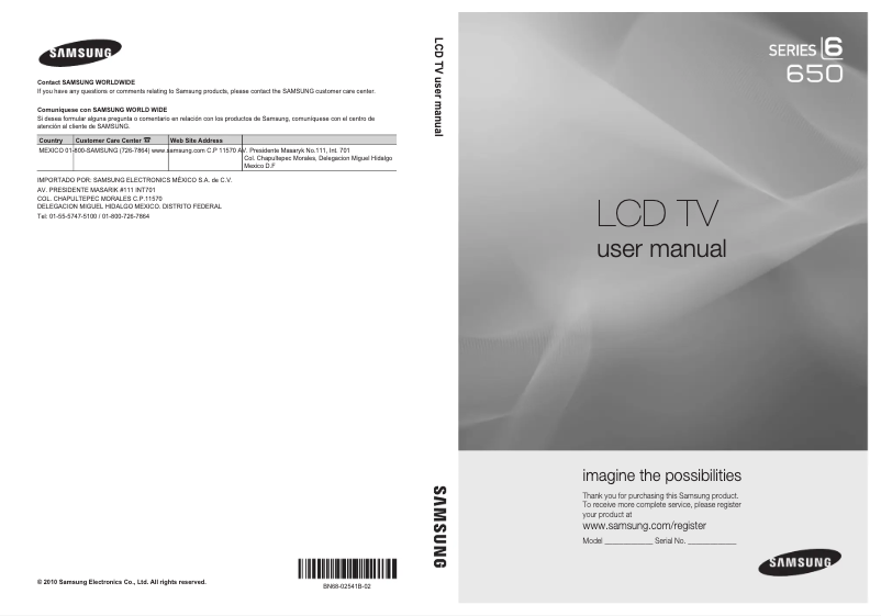 Page n°1 - Manuel utilisateur Samsung LN32C650