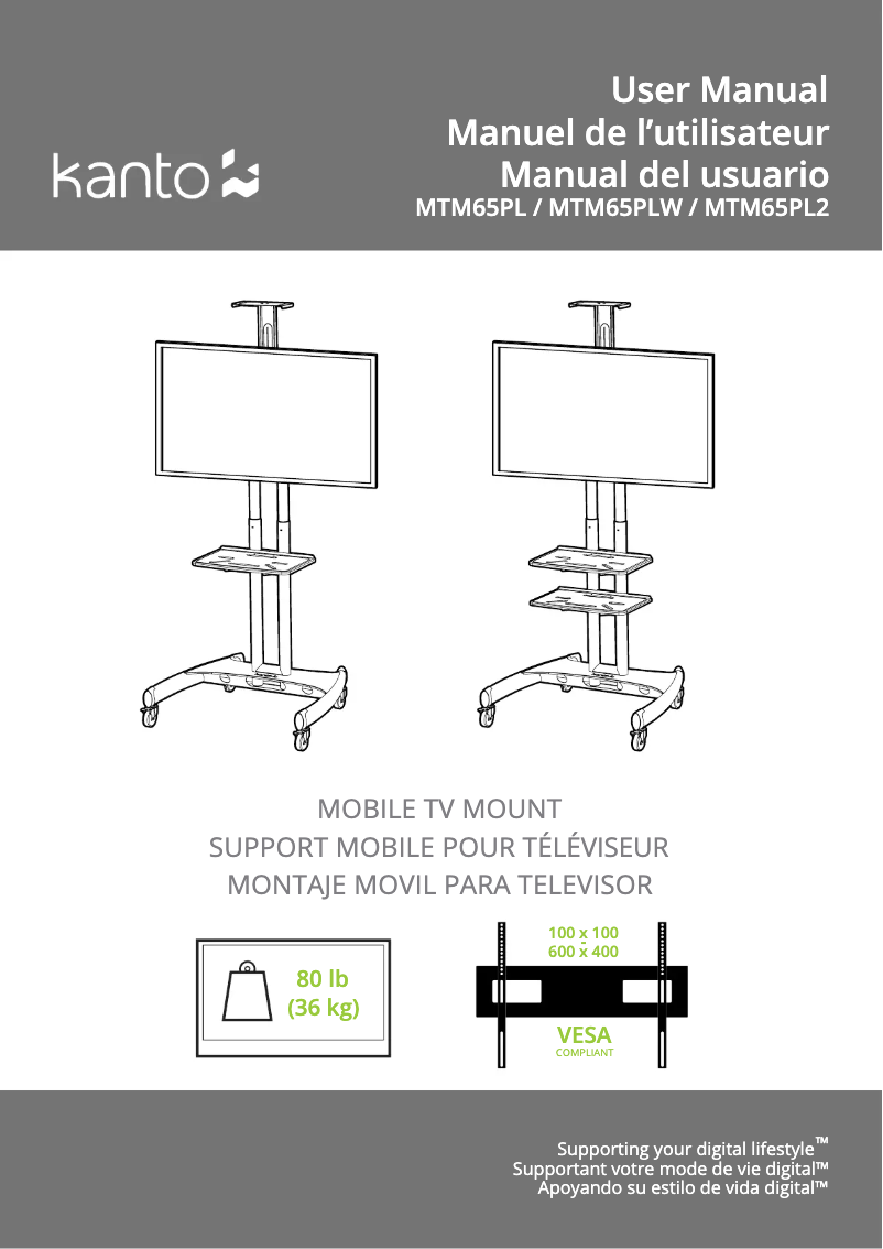 Page 1 de la notice Manuel utilisateur Kanto MTM65PLW