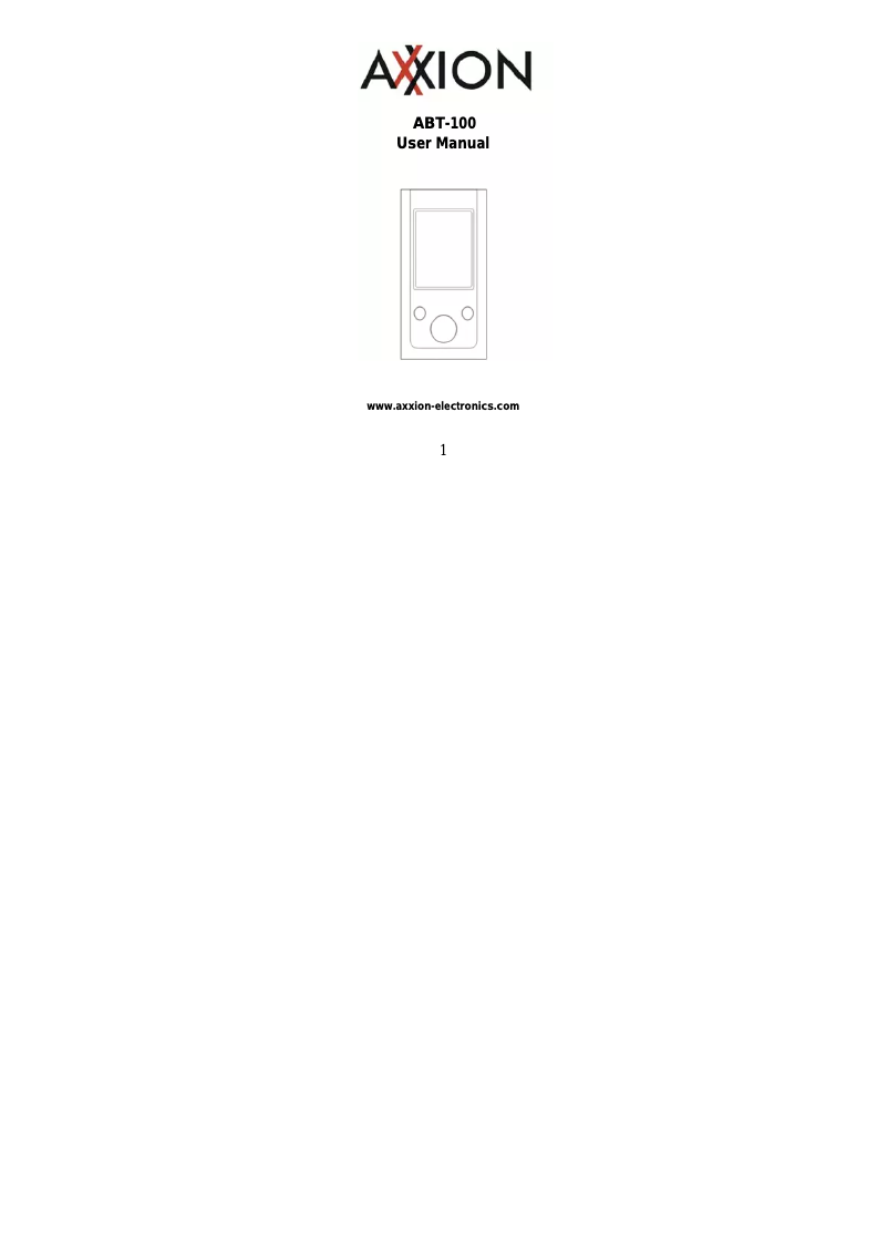 Page 1 de la notice Manuel utilisateur Axxion ABT-100