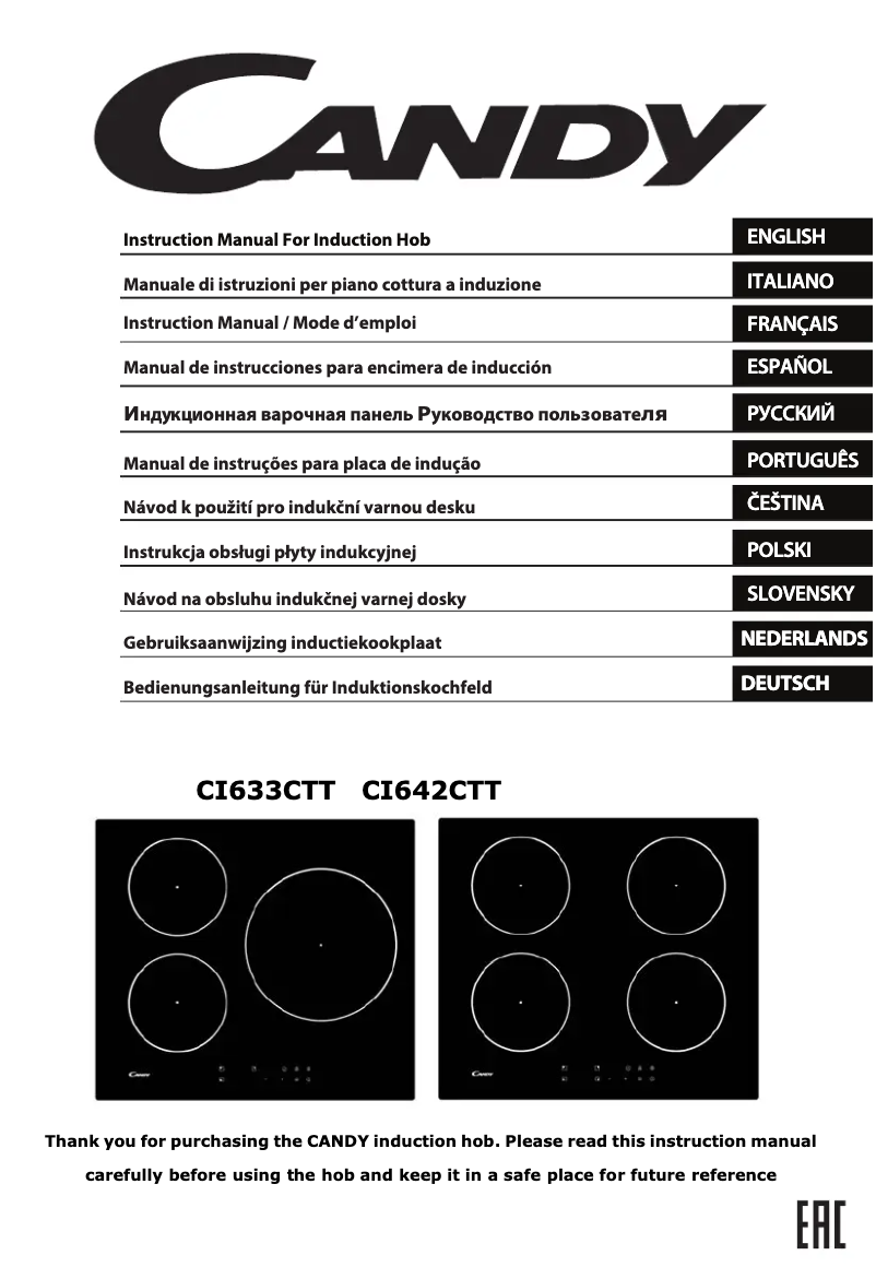 Page n°1 - Manuel utilisateur Candy CI642C/E1