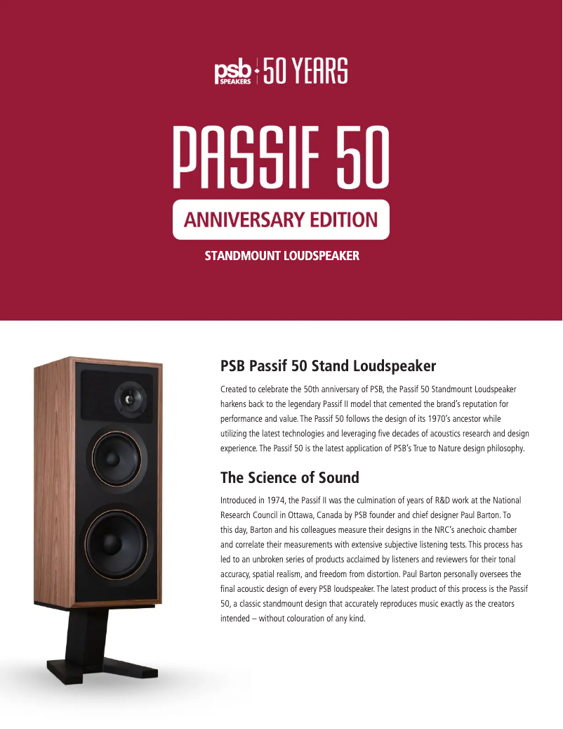 Page n°1 - Manuel utilisateur PSB Passif 50