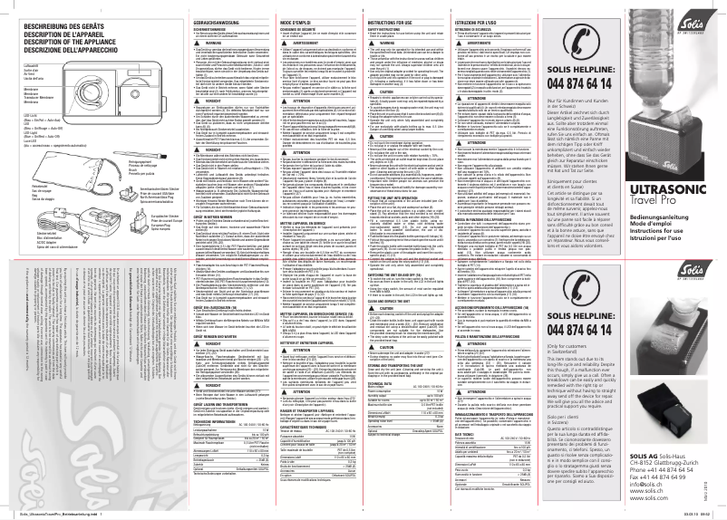 Page n°1 - Manuel utilisateur Solis Travel