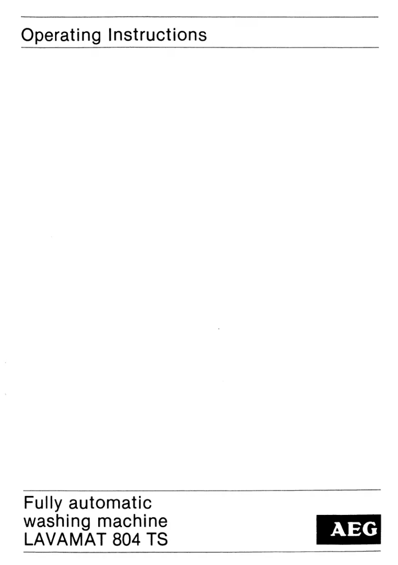 Page 1 de la notice Manuel utilisateur AEG Lavamat 804TS