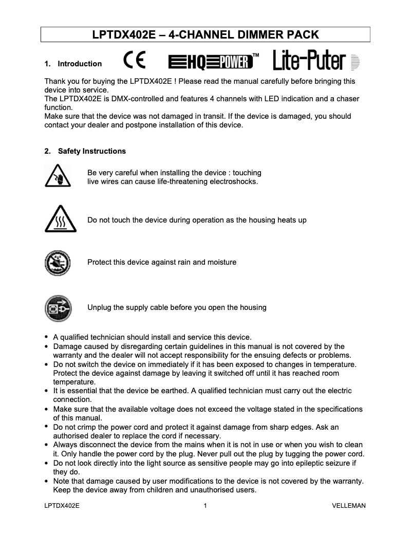 Página 1 del manual Manual de usuario Lite-Puter LPTDX402E