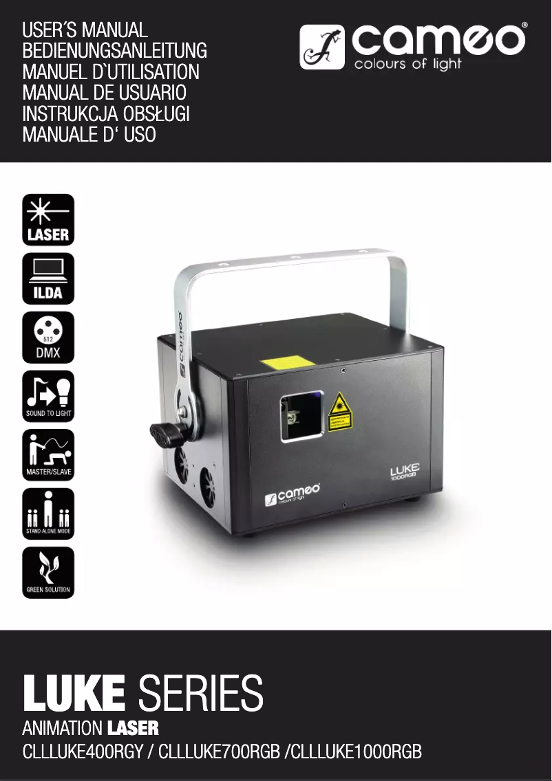 Page 1 de la notice Manuel utilisateur Cameo LUKE 700 RGB