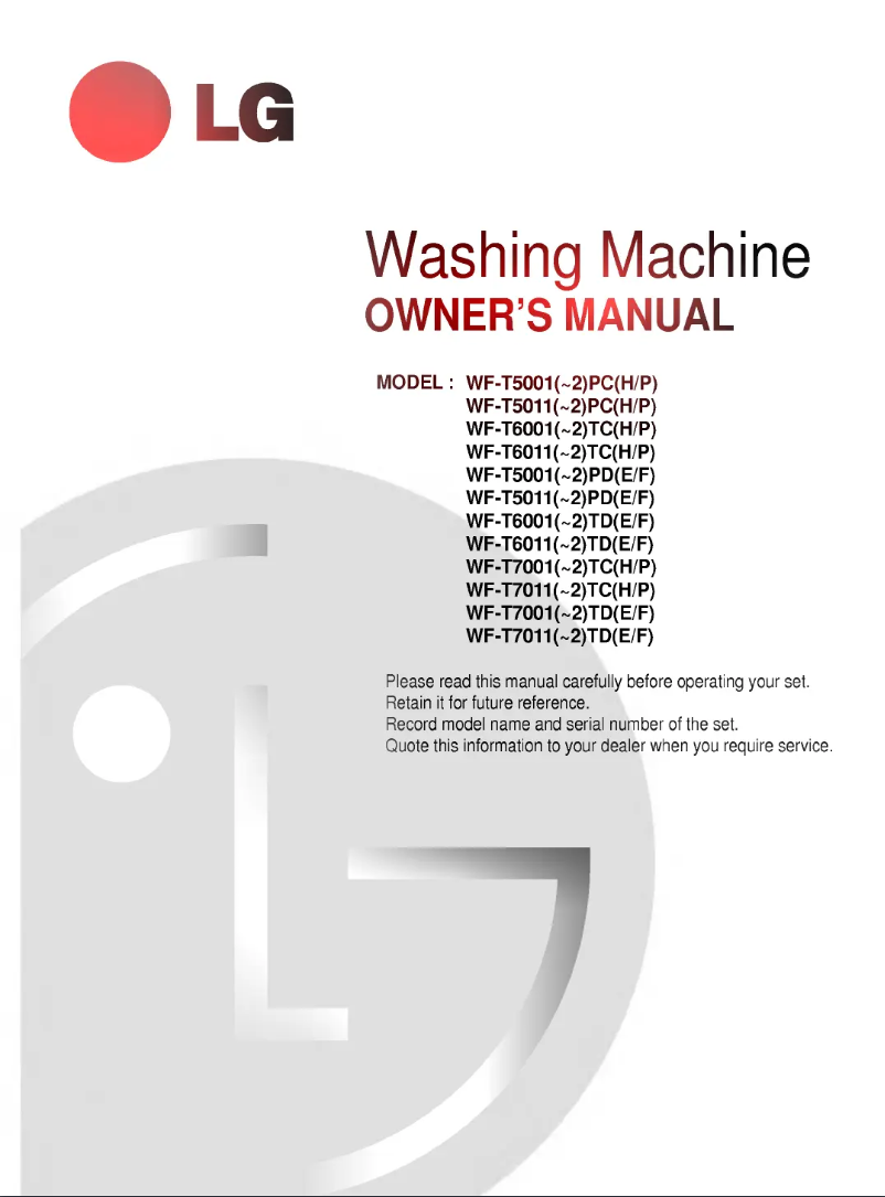 Page n°1 - Manuel utilisateur LG WF-T6001TP