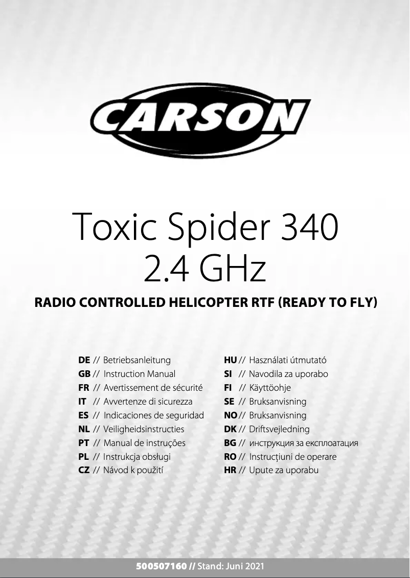 Page n°1 - Manuel utilisateur Carson Toxic Spider 340
