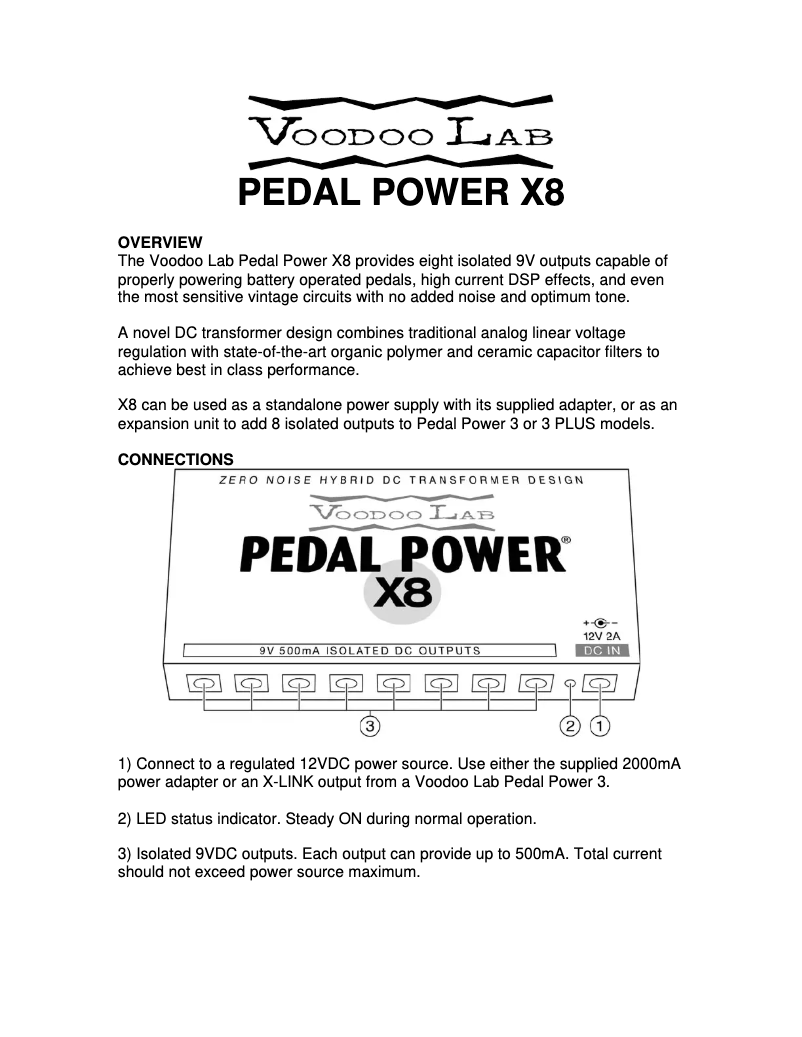 Page n°1 - Manuel utilisateur Voodoo Lab Pedal Power X8