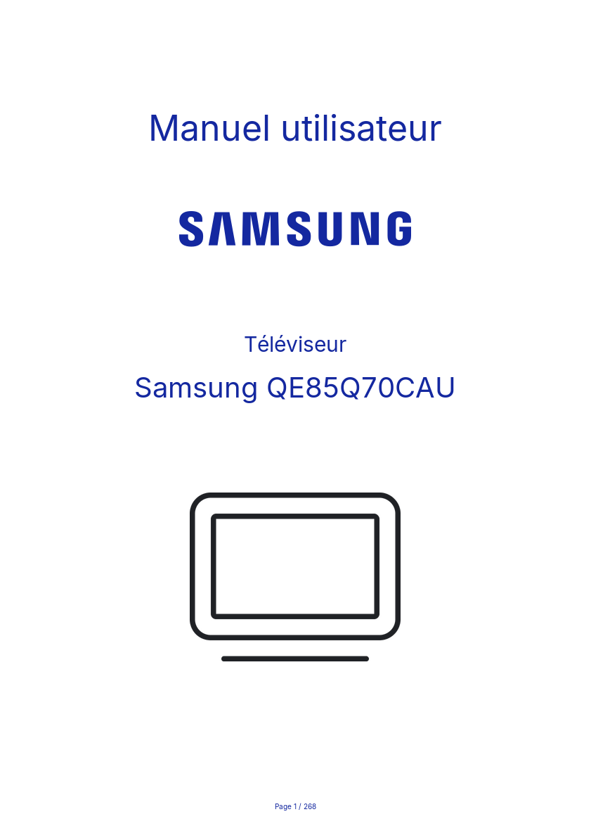 Page n°1 - Manuel utilisateur Samsung QE85Q70CAU