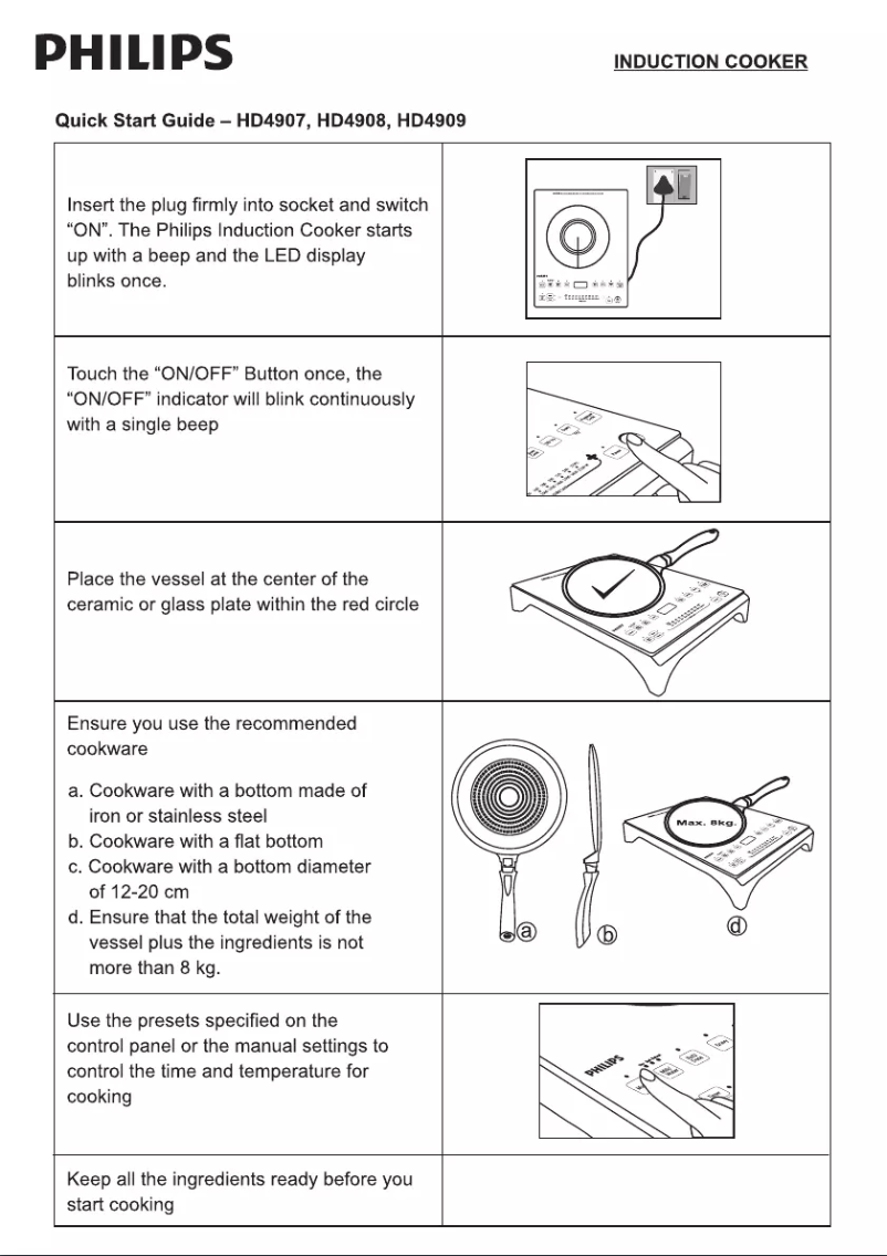 Page 1 de la notice Guide de démarrage rapide Philips HD4907