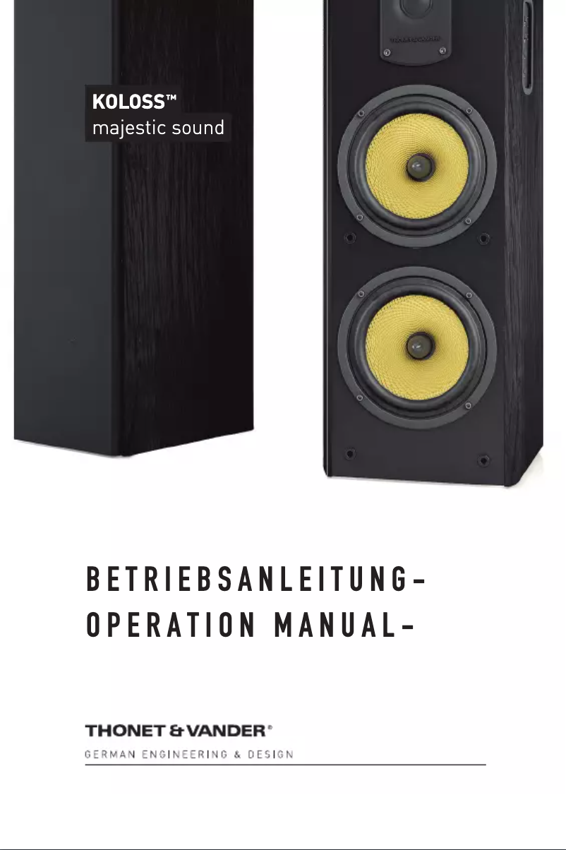 Página 1 del manual Manual de usuario Thonet & Vander KOLOSS