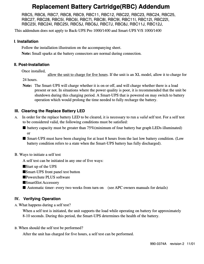 Page 1 de la notice Manuel utilisateur APC RBC2