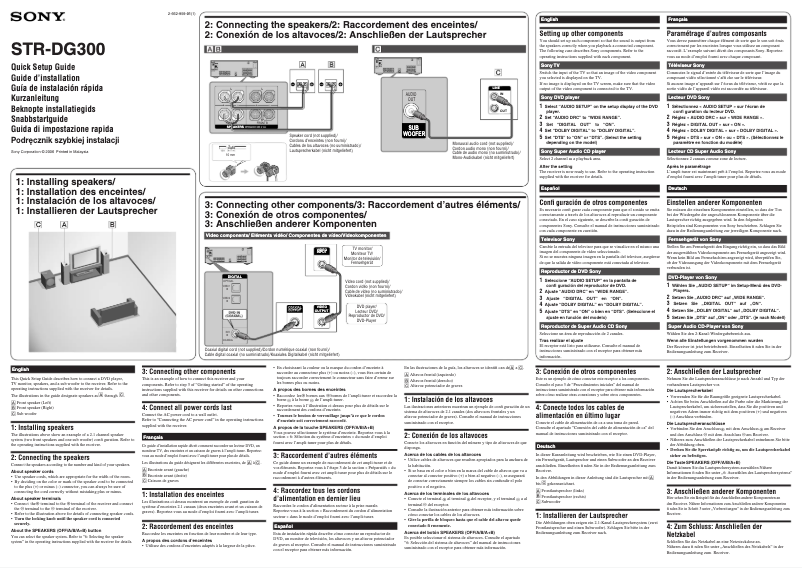 Page 1 de la notice Guide d'installation Sony STR-DG300