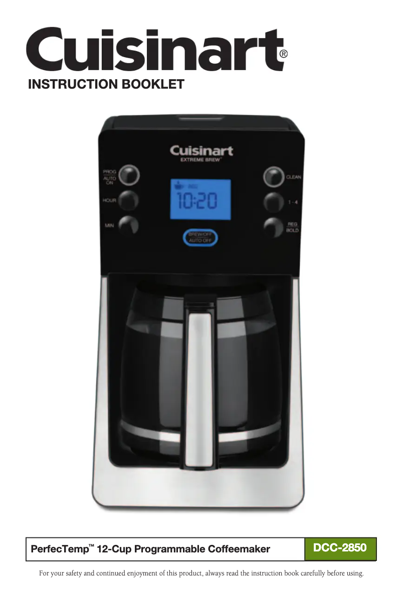 Page 1 de la notice Manuel utilisateur Cuisinart Perfect Brew DCC-2850