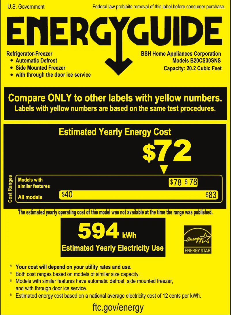 Page n°1 - Label énergétique Bosch B20CS30SNS