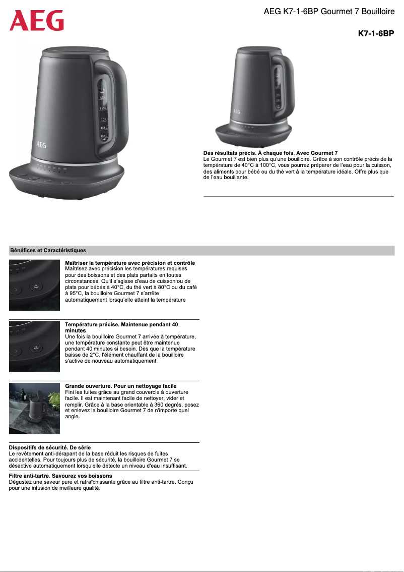 Page 1 de la notice Manuel utilisateur AEG Gourmet 7 K7-1-6BP