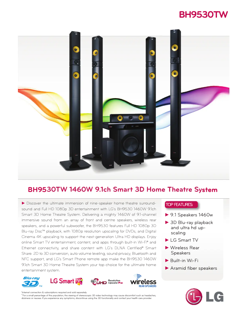 Página 1 del manual Ficha técnica LG BH9530TW