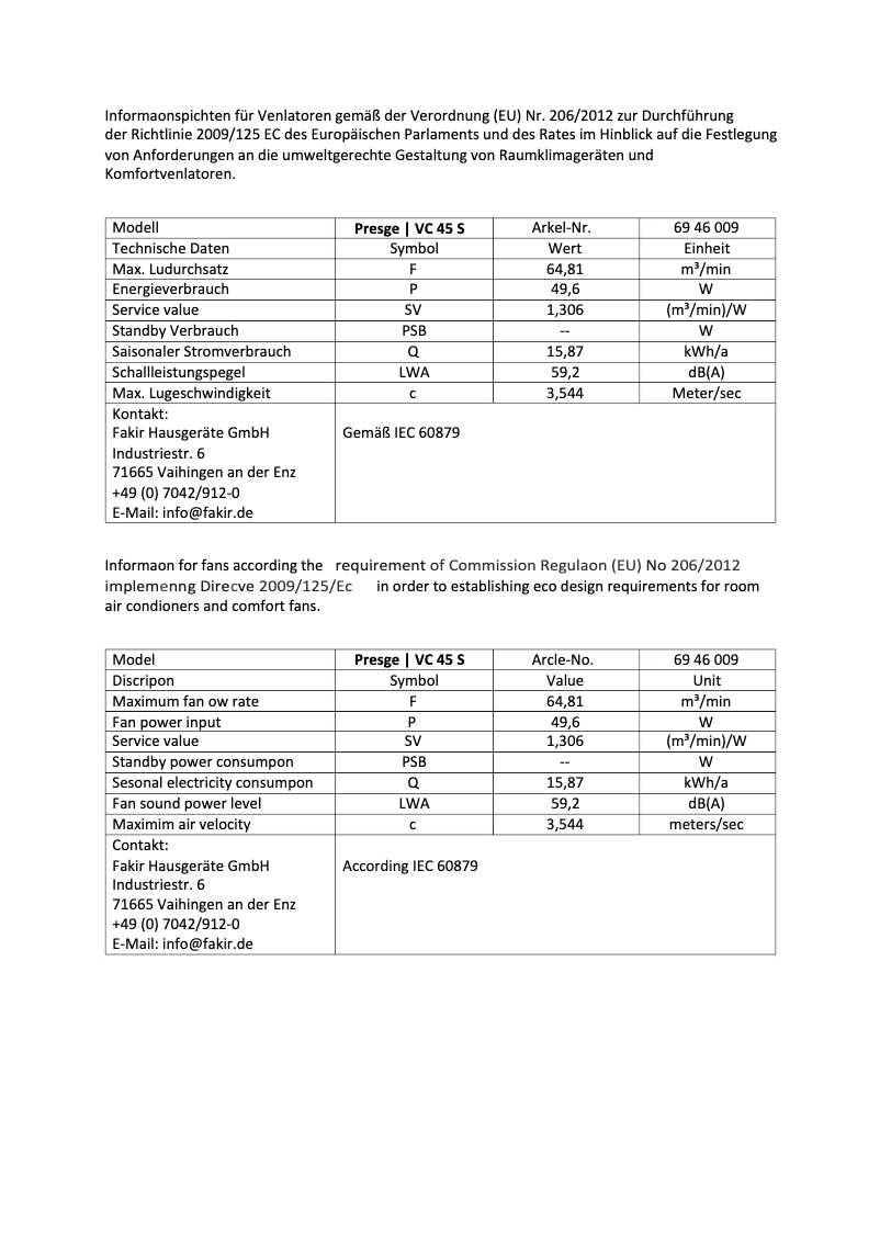 Image de la première page du manuel de l'appareil Prestige VC 45 S