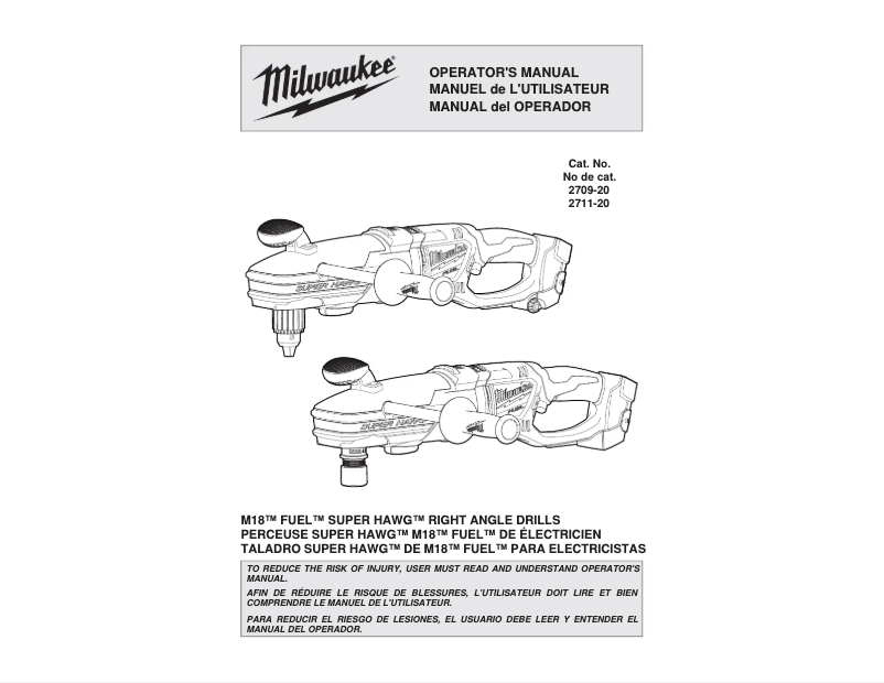 Page n°1 - Manuel utilisateur Milwaukee M18 Fuel Super Hawg 2709-22