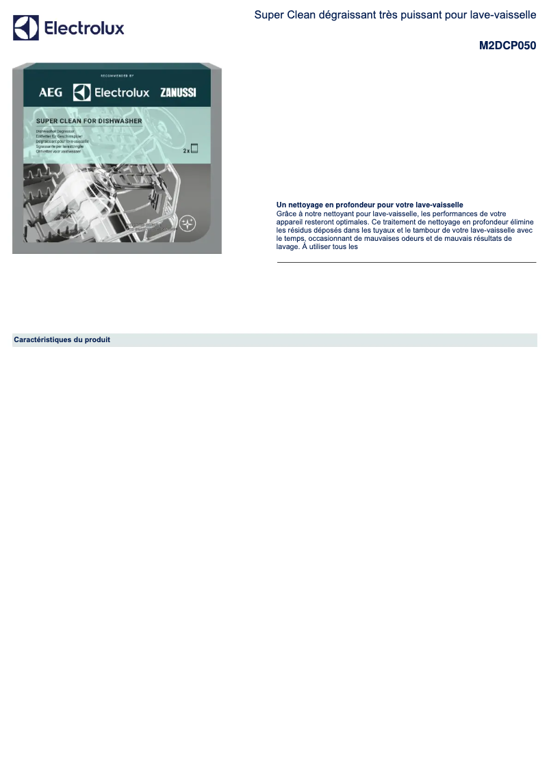 Página 1 del manual Ficha técnica AEG M2DCP050