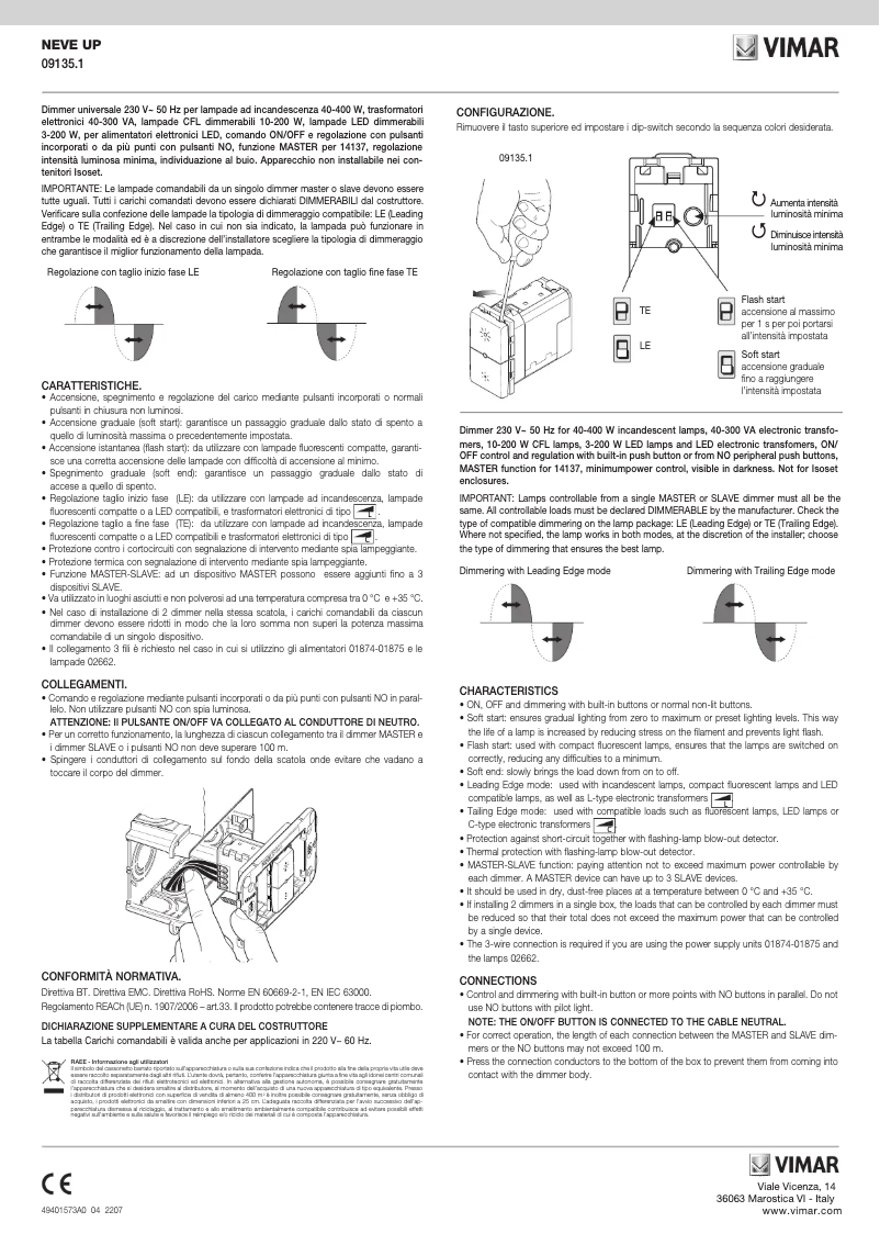 Page n°1 - Manuel utilisateur Vimar 09135.1
