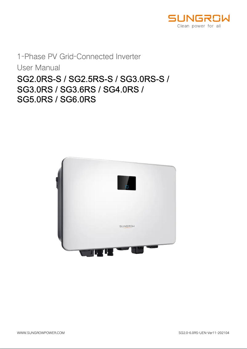 Página 1 del manual Manual de usuario Sungrow SG5.0RS