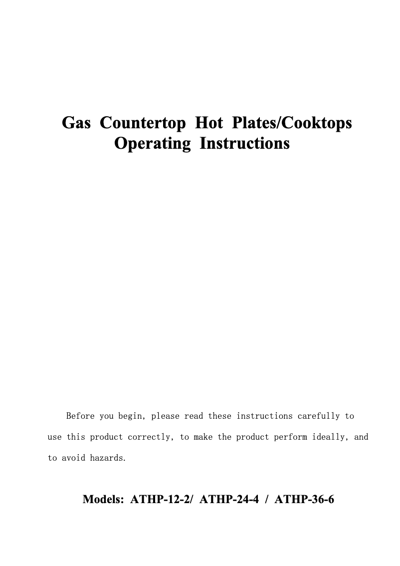 Page 1 de la notice Manuel utilisateur Atosa CookRite ATHP-12-2