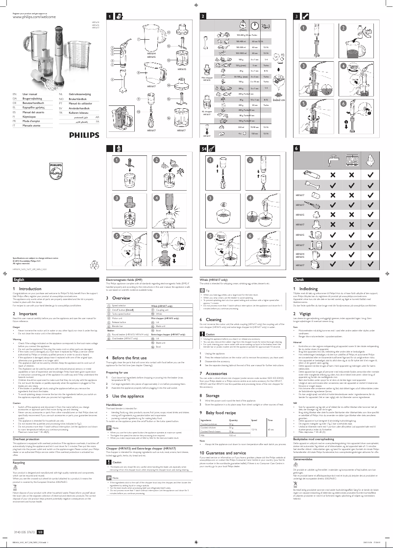 Página 1 del manual Manual de usuario Philips Viva Collection HR1614