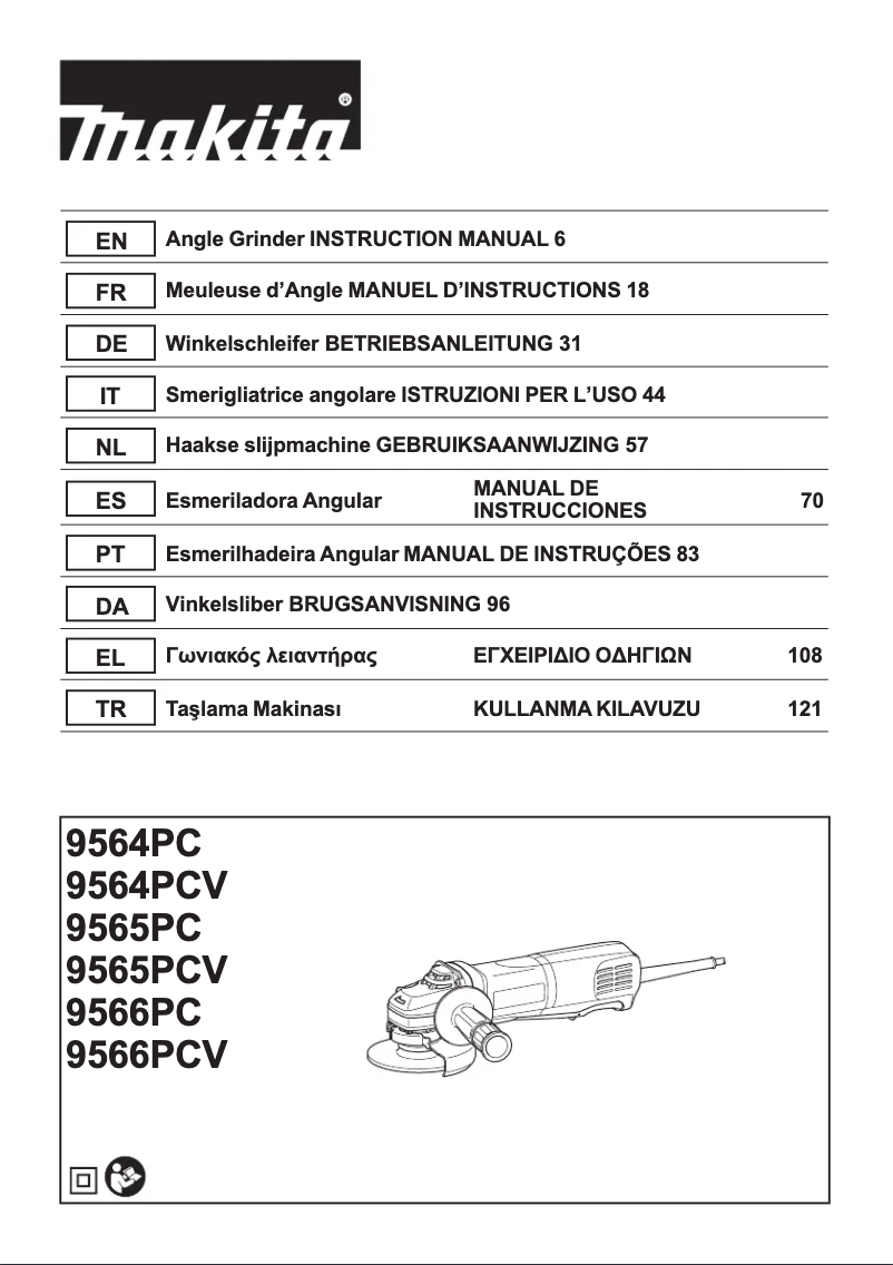 Page 1 de la notice Manuel utilisateur Makita 9564PCV