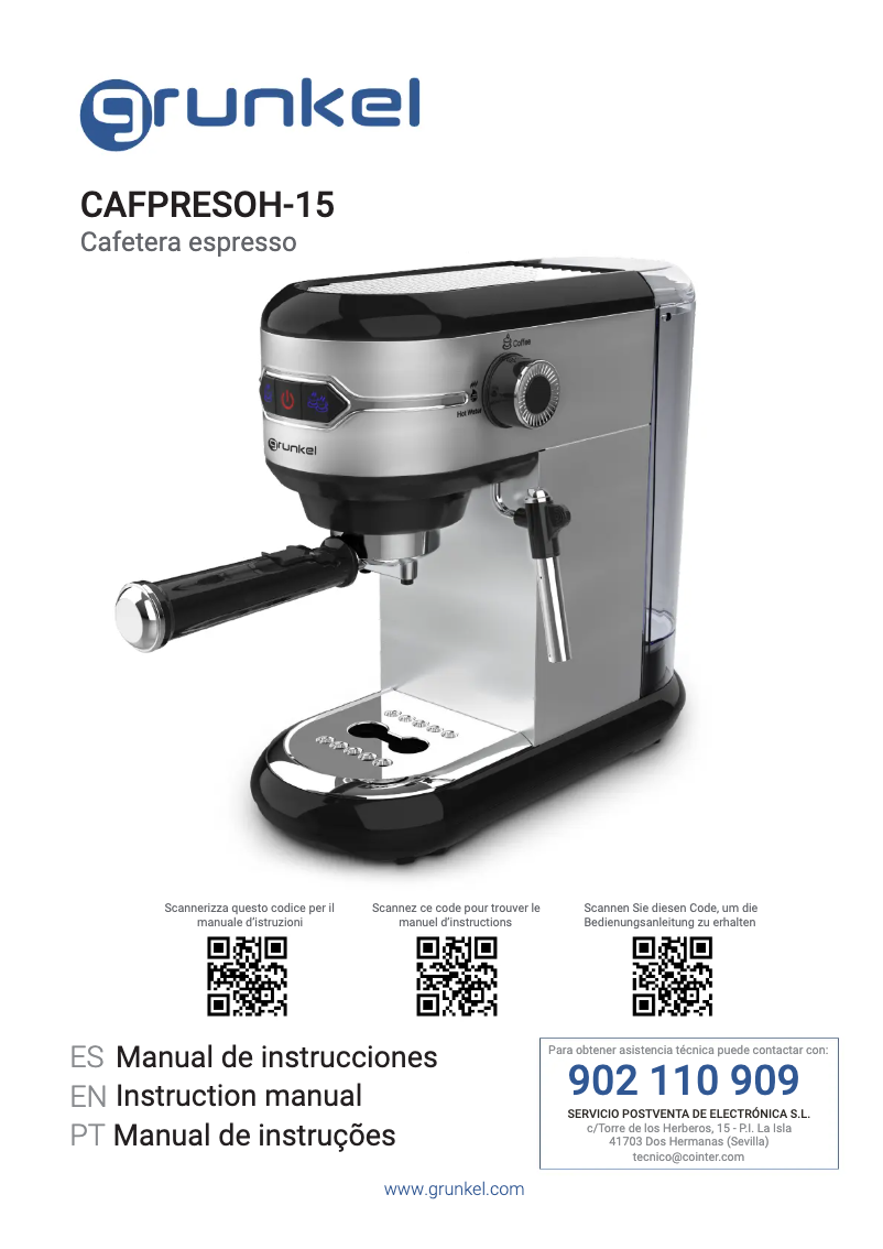 Page 1 de la notice Manuel utilisateur Grunkel CAFPRESOH-20