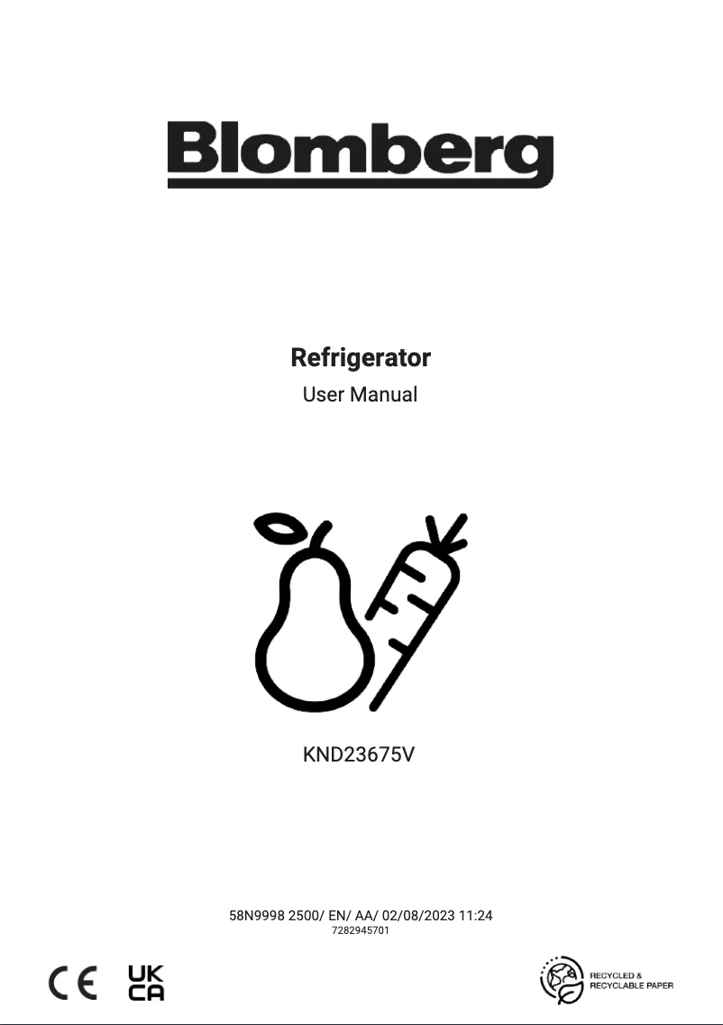 Page 1 de la notice Mode d'emploi Blomberg KND23675V