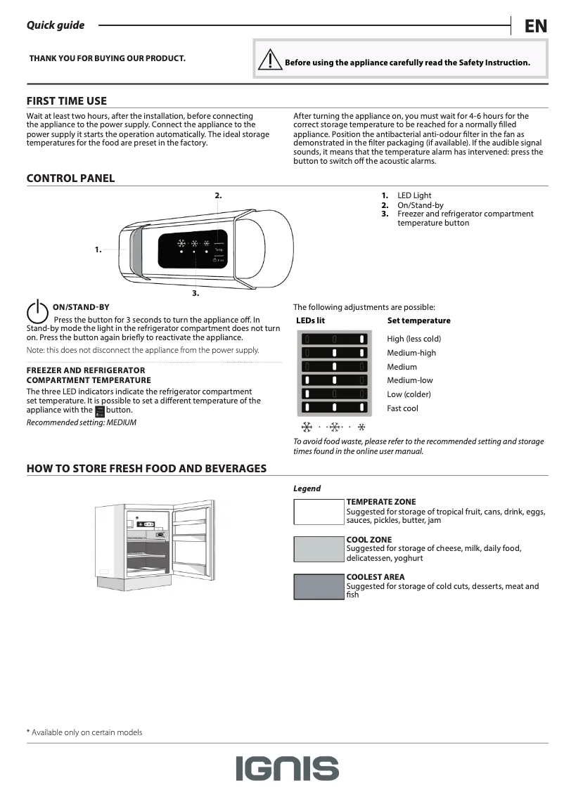 Page 1 de la notice Manuel utilisateur Ignis ARL 8GF2