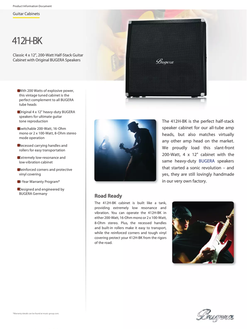 Page 1 of the manual Technical Sheet Bugera 412H-BK