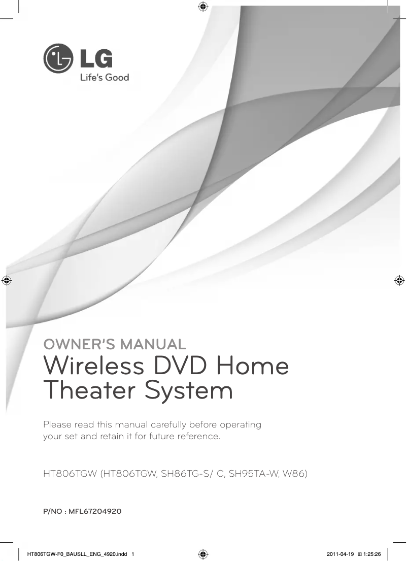 Page 1 de la notice Manuel utilisateur LG HT806TGW