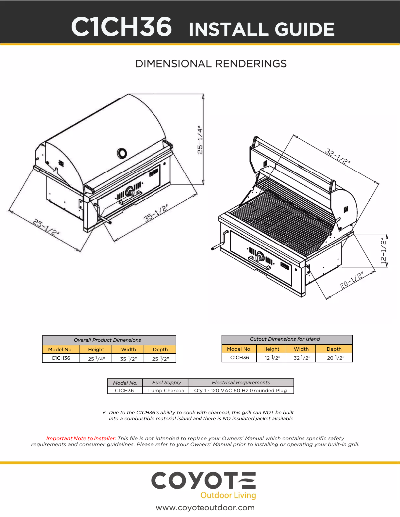 Page n°1 - Guide d'installation Coyote C1CH36CT