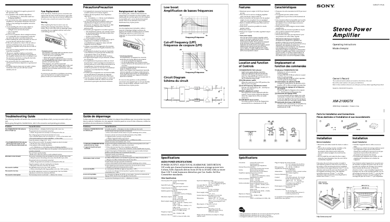 Page 1 de la notice Manuel utilisateur Sony XM-2100GTX
