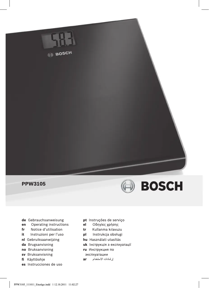 Page n°1 - Manuel utilisateur Bosch PPW3105 AxxenceEasy