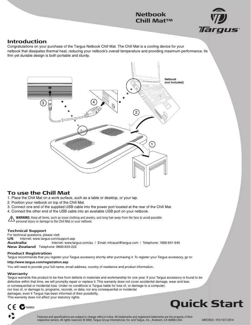 Page n°1 - Manuel utilisateur Targus AWE39US1
