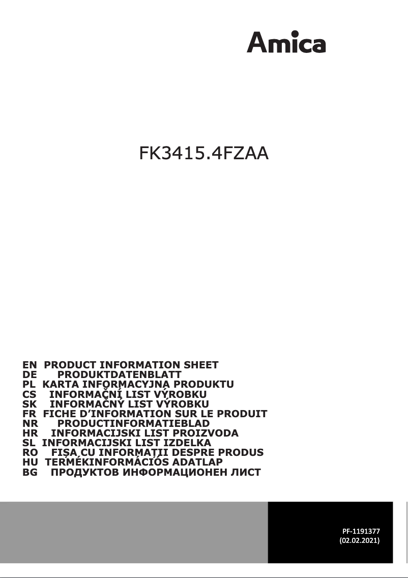Page 1 de la notice Manuel utilisateur Amica FK3415.4FZAA