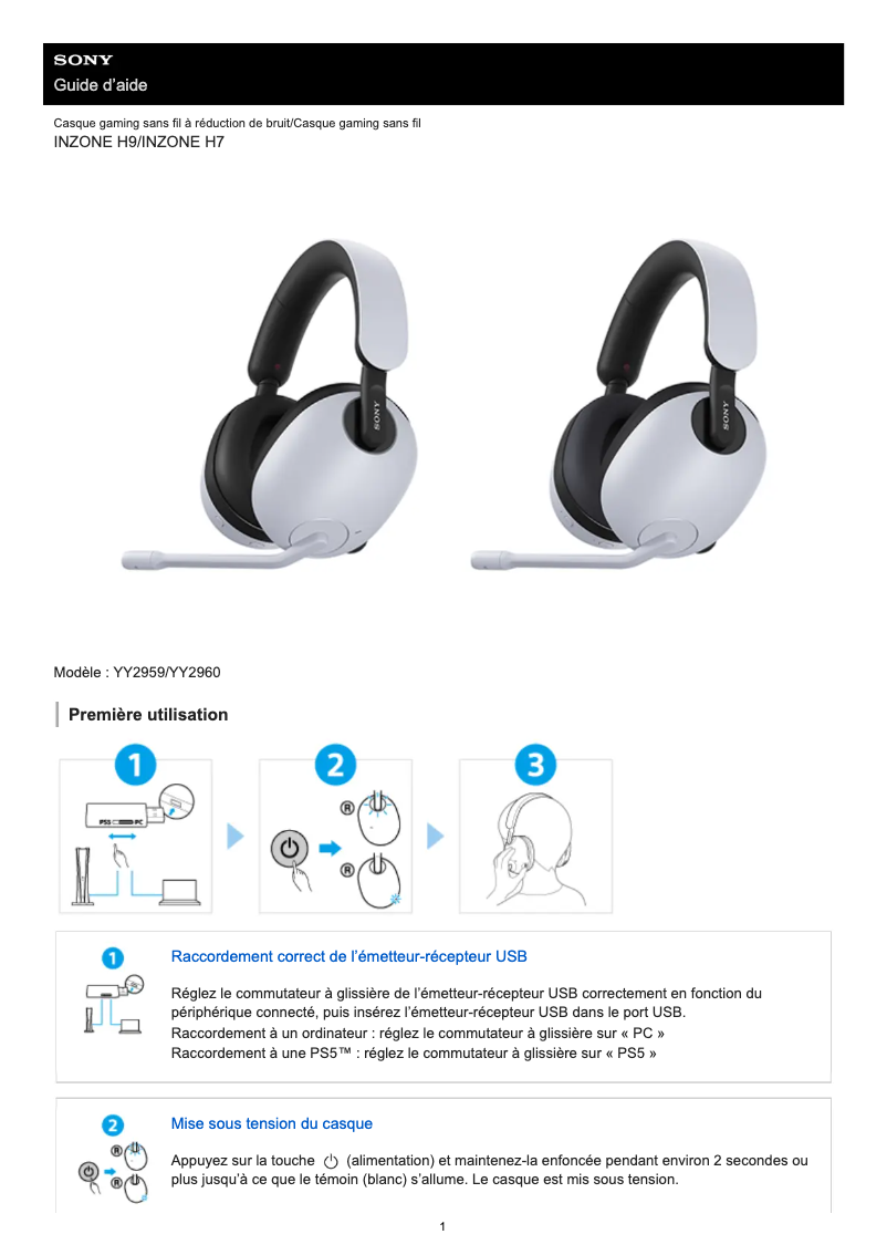 Image de la première page du manuel de l'appareil Inzone H9