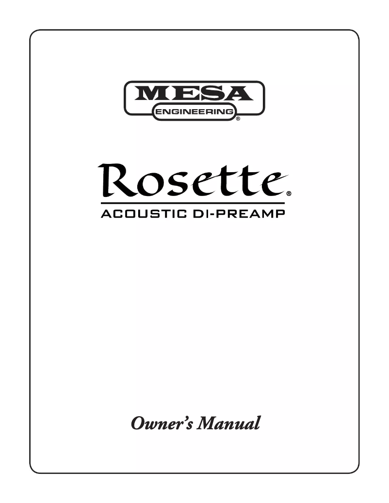 Page 1 de la notice Manuel utilisateur Mesa Boogie Rosette