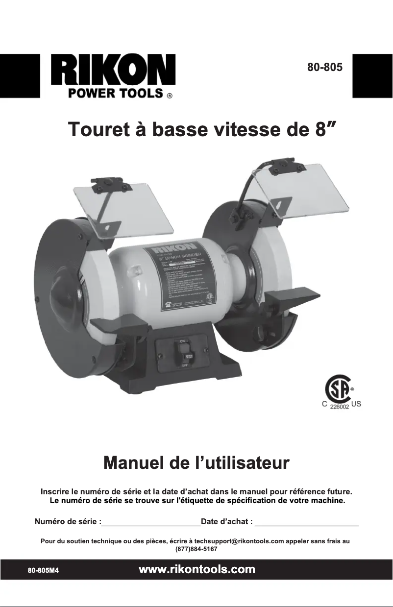 Page n°1 - Manuel utilisateur RIKON 80-805