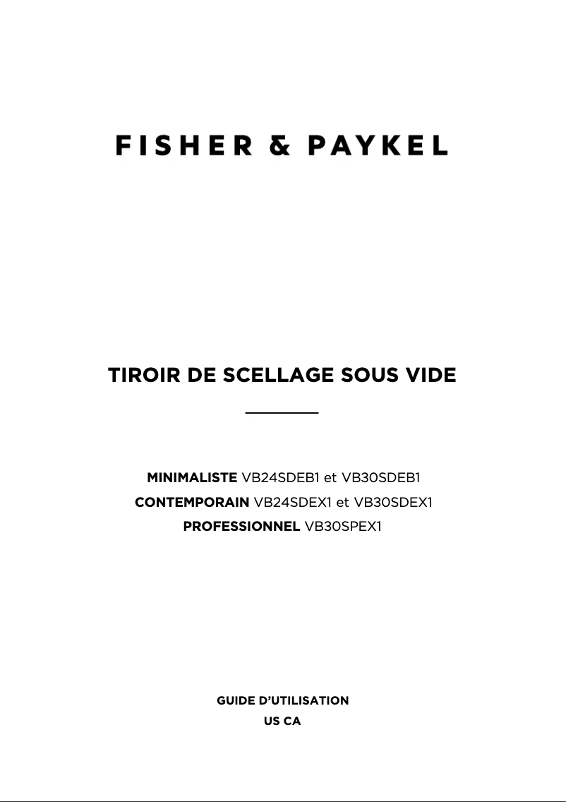 Page n°1 - Manuel utilisateur Fisher & Paykel VB24SDEB1