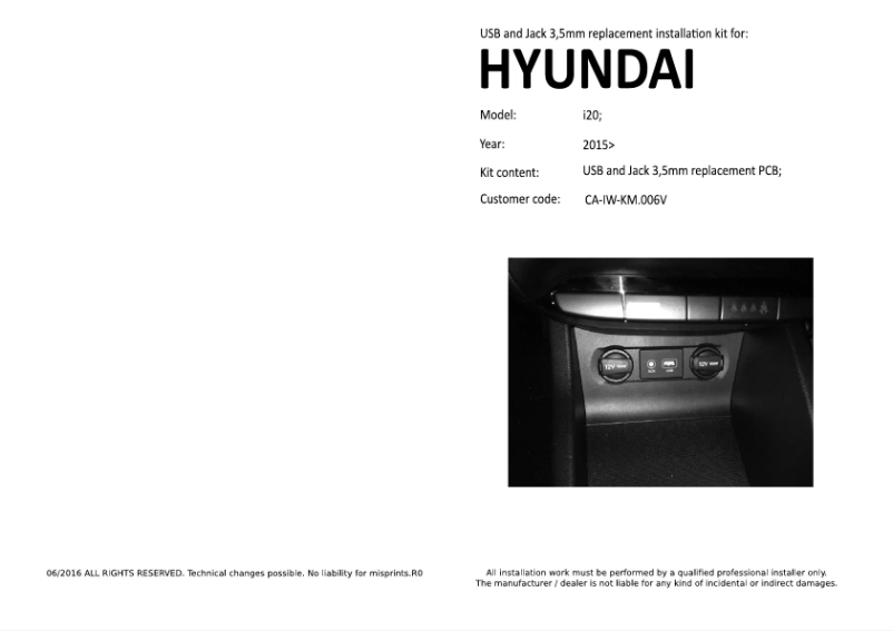 Page 1 de la notice Manuel utilisateur Pioneer CA-IW-KM.006V