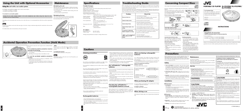 Image de la première page du manuel de l'appareil XL-PG39RD