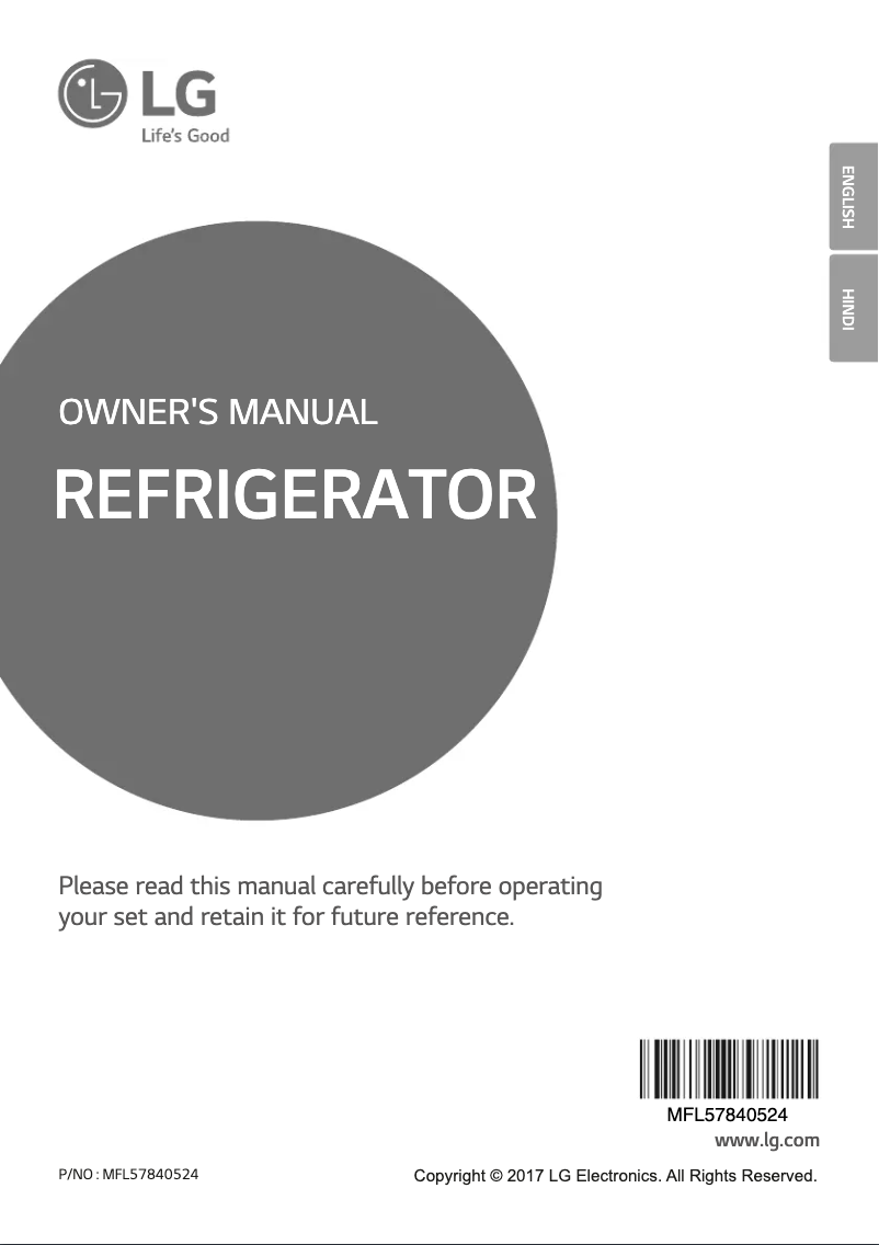 Image de la première page du manuel de l'appareil GL-C292RPZY